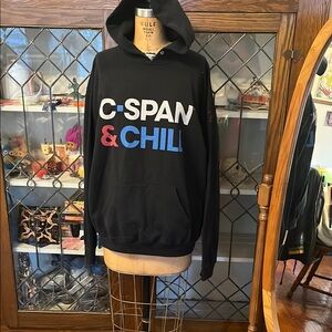 C-SPAN & Chill Black Hoodie - Logo Pullover Sweatshirt